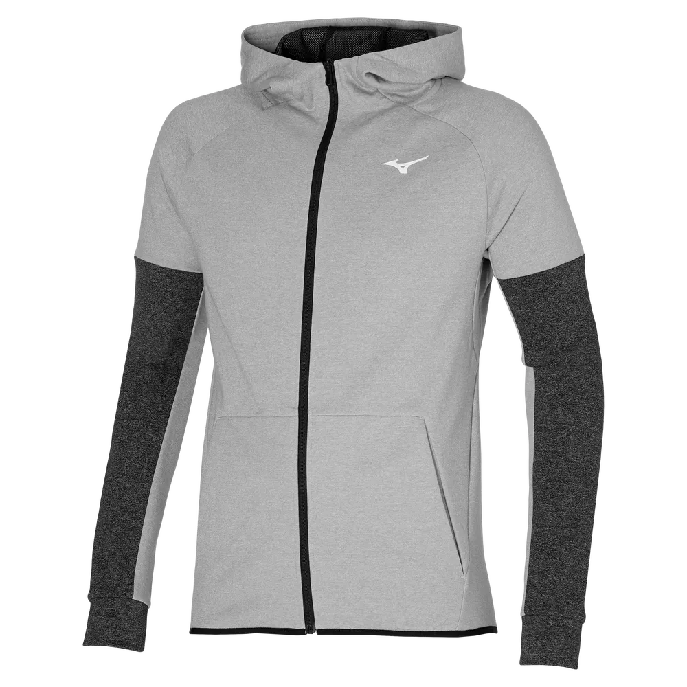 Mizuno Mens RB Sweat Hoodie Grey Black