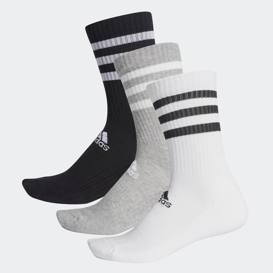 adidas Adults 3-Stripes Cushioned Crew Socks 3 Pairs