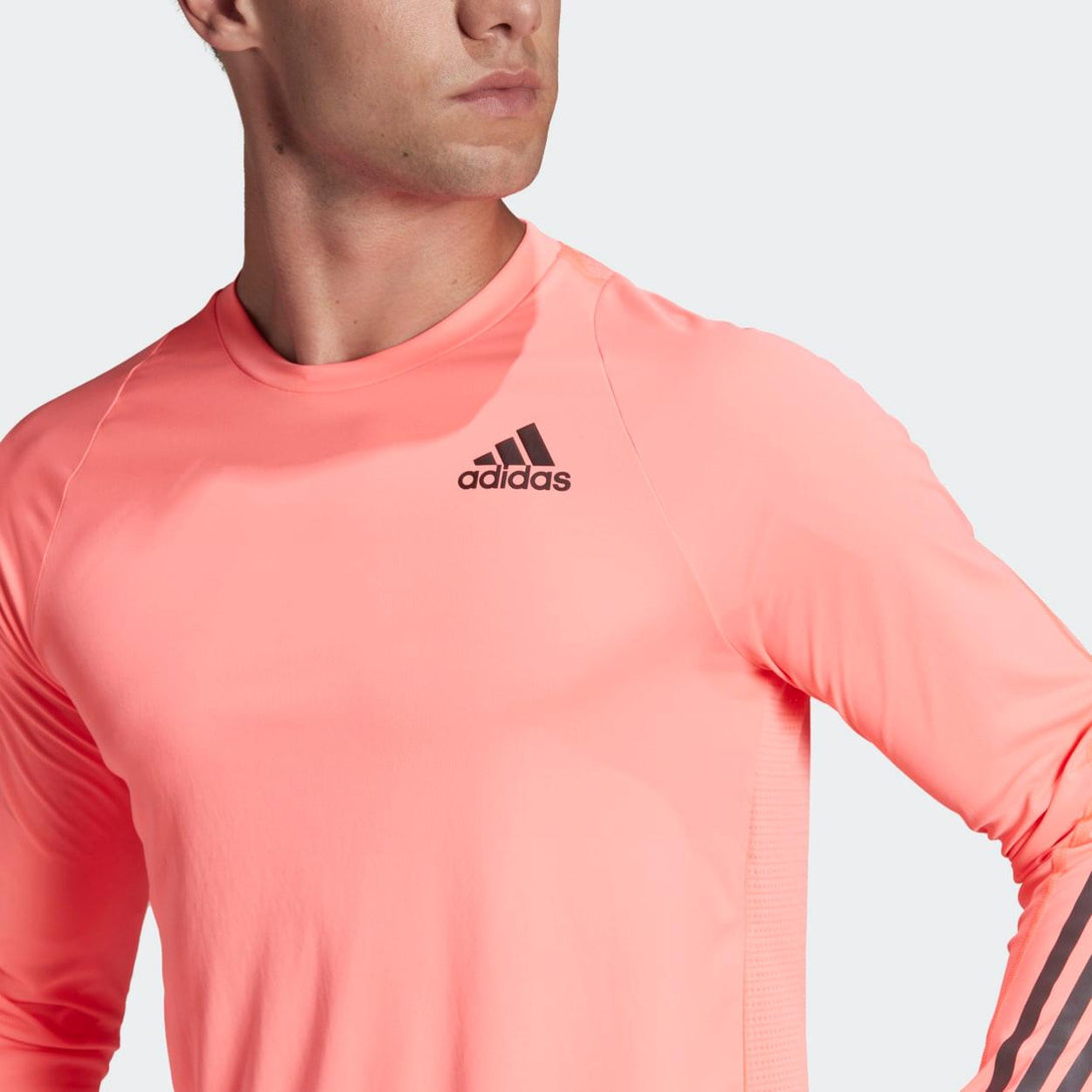 adidas Mens Run Icon Full Reflective 3-Stripes Long-Sleeve Top