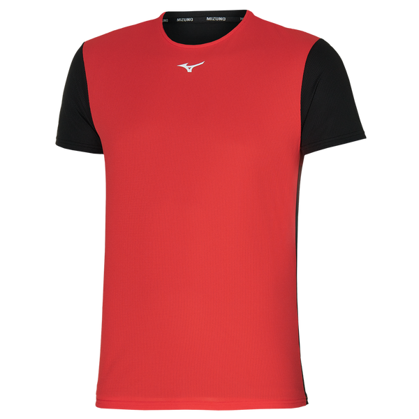Mizuno Mens DRYAEROFLOW Gym T-shirt - Fiery Red/Black