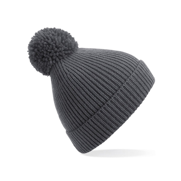 Engineered Knit Ribbed Pom Pom Beanie
