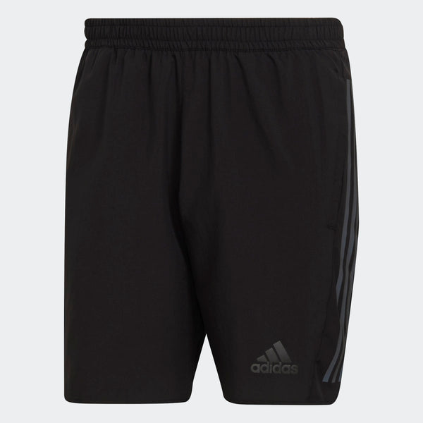 adidas Mens Run Icon Full Reflective 3-Stripes Shorts Black 